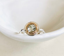 Load image into Gallery viewer, Natural Green Amethyst Gold and Sterling Silver Ring